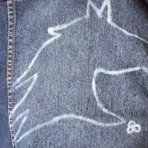 ICE BLUE Denim Vest (XL) with Horse on back.